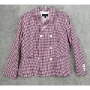 J Crew Jacket Womens 4 Seersucker Gingham Double Breasted Blazer Office Career